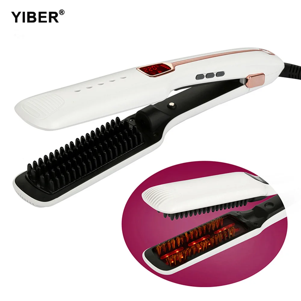 

Steam Hair Straightener Ceramic Anion Infrared Ray White/Black Temperature Display Anti-scald Straightening Hairdressing Tool