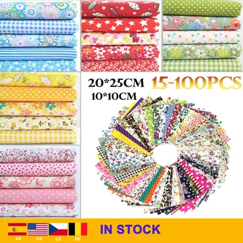 

100pcs/set Dot Stripe Printed Patchwork Cotton Fabric Cloths For DIY Sewing Crafts Material Tilda Needlework Tissue Cloth