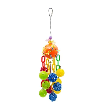 

1pc Parrot Toy Hanging Hole Ball Funny Creative Rattan Ball Parrot String Bird Bite Toy Playing Toy Cage Accessory