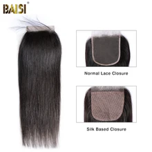 BAISI волосы перуанская прямая швейцарская шнуровка 4x4 средняя часть свободная часть три части человеческих волос