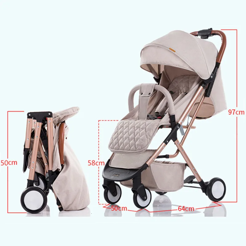 

Baby 4 Wheels Stroller Plane Lightweight Portable Travelling Children Pushchair High Landscape Folding Stroller Newborn Pram