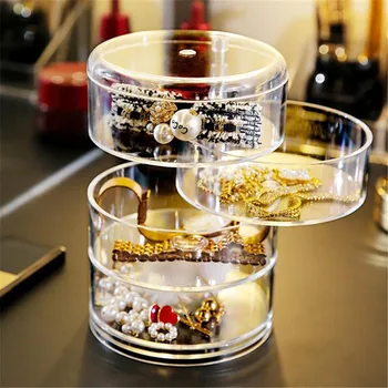 

360 degree rotating storage box transparent acrylic cosmetic case toothbrush holder jewelry makeup beauty cosmetics storage box