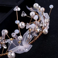 Свадебная тиара Свадебные украшения 19 ручной работы креп цветы с бриллиантами украшения для головы