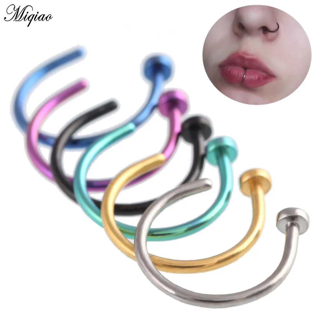

Miqiao 2pcs Jewelry G23 Pure Titanium Nose Ring False Nose Nail False Lip Nail C-ring European and American Hot Style