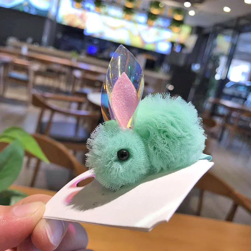 Green 1 шт. Пасхальный кролик резинки для волос 3D плюшевый кролик животное милые животные детские заколки для волос конский хвост Детские аксессуары для волос - Цвет: Green