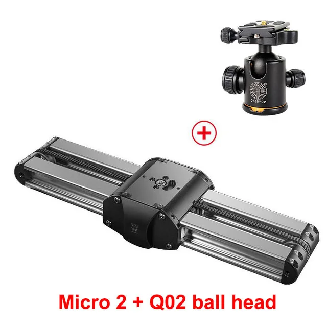 Mirco2 with Q02 Микро 2 слайдер рельсовая система для камеры, профессиональная Максимальная полезная нагрузка 8 кг Мини Видео слайдер для DSLR камеры BMCC RED ARRI Mini - Цвет: Mirco2 with Q02