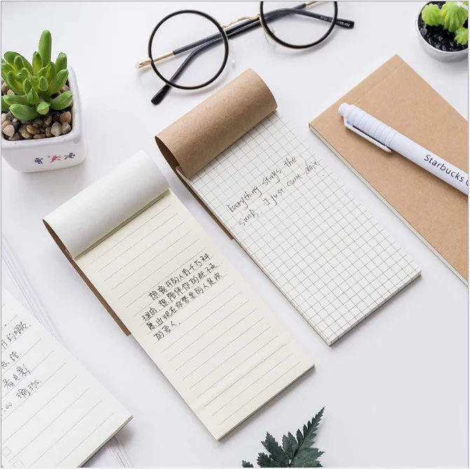 

2 pieces Notebook memo planner escolar daily plan line grid lattice blank list Draft handbook stationery school supplies student