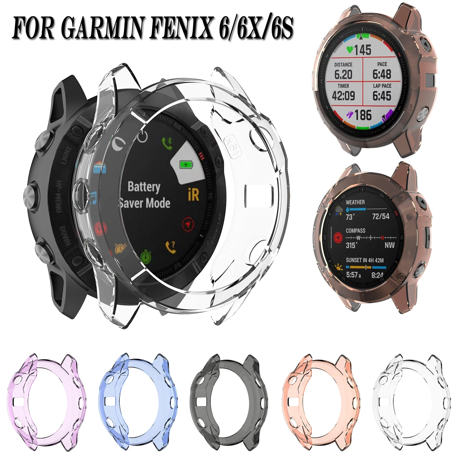 Модный Силиконовый противоударный защитный чехол для Garmin fenix 6 6x 6s прозрачный мягкий ТПУ защитный чехол