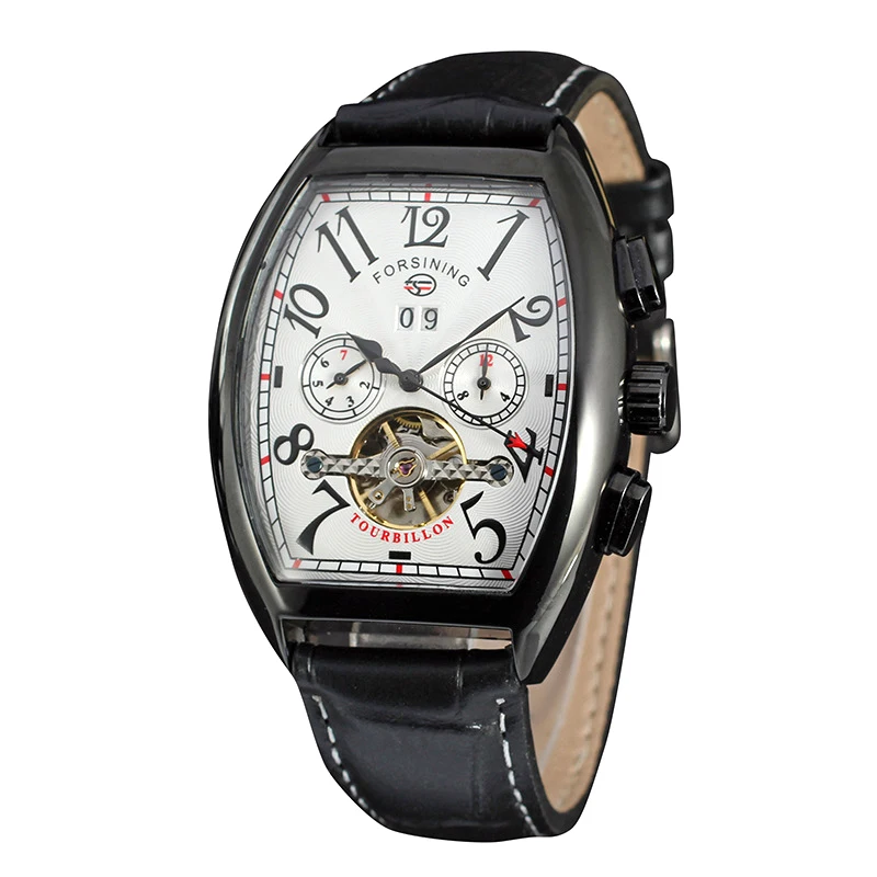 Reloj Hombre классический бренд Tourbillon обёрточная бумага Авто Дата механические часы мужские часы водонепроницаемые автоматические Прямоугольные Наручные часы