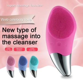 

USB Silicone Face Cleansing Device Rechargeable Electric Face Washer Importer Mini Waterproof Ultrasonic Pore Cleaner Massager