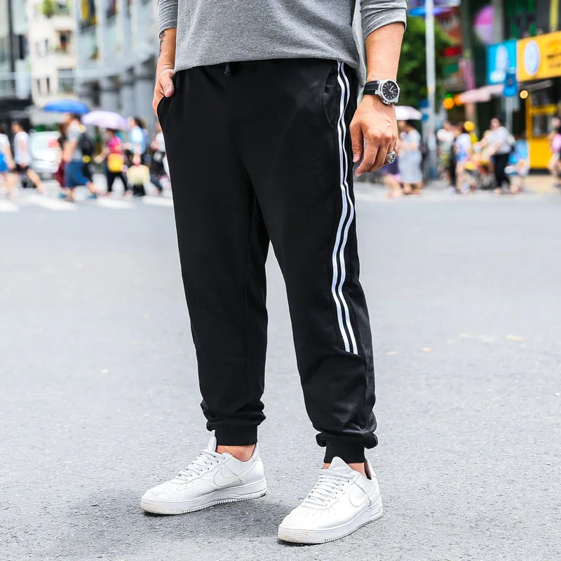 

2019 Spring Elastic Waist Webbing Sweatpants Large Size MEN'S Sports Pants Pure Cotton Lard-bucket Loose-Fit Beam Leg Sweatpants