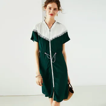

green white belt zip dresses women 2020 summer brand long casual sexy office work beach boho dress plus size fahsion dropship