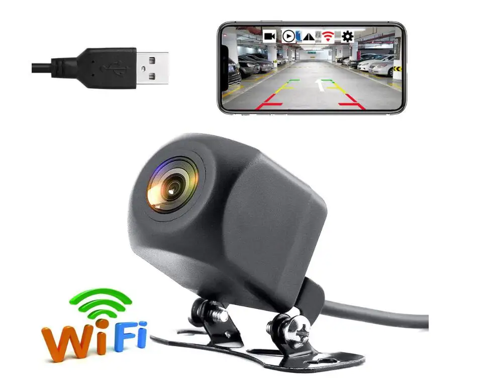 

car wireless USB charger DIY install blind spot rear view WIFI LED video recording parking reversing visible camera detector