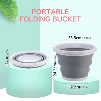 

Household Bucket Portable Foldable Safe Eco-friendly Silicone Bucket for Bathroom Kitchen Camp Fishing Bucket with Double Handle