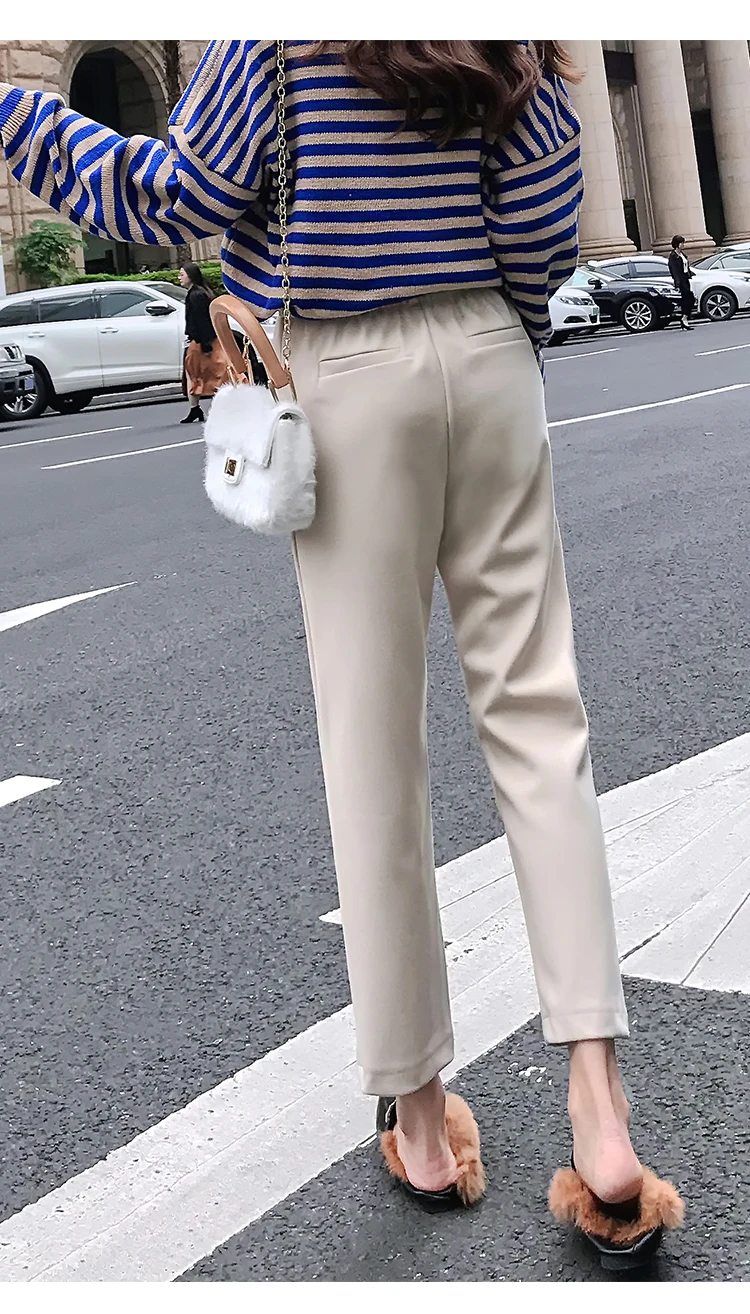 Jielur черные осенние штаны для женщин одноцветные с высокой талией Pantalones De Mujer новинка зимние брюки для женщин облегающие с эластичной талией