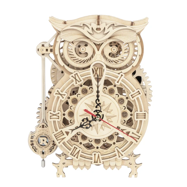 Robotime ROKR 3D Wooden Puzzle Owl Clock Wall Model Building Block Kit Toys for Kids for Gift LK503 1