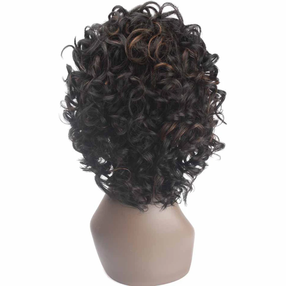 Короткие кудрявые синтетические волосы на кружеве парики для черных женщин X-TRESS Омбре коричневый цвет африканская прическа парик шнурка часть