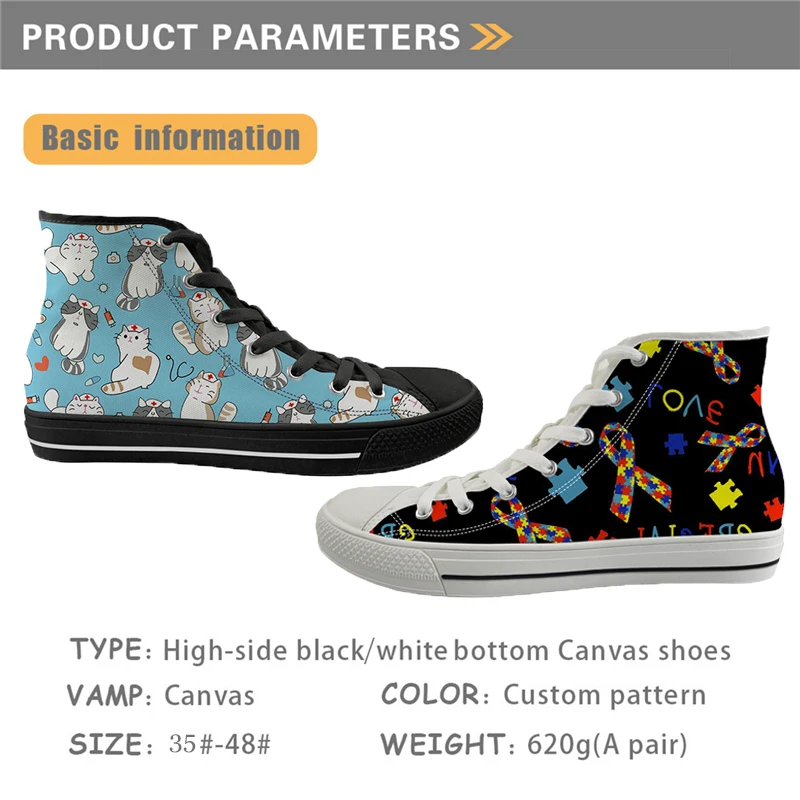 ELVISWORDS 3D Painting Horse Black High Top Women Casual Canvas Shoes Womens Vulcanize Flats Shoes Spring Woman Girls Sneakers