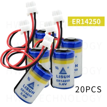 

20pcs LISUN LISUN 1 / 2AA ER14250 3.6V lithium battery with plug Delta PLC program disposable batteries