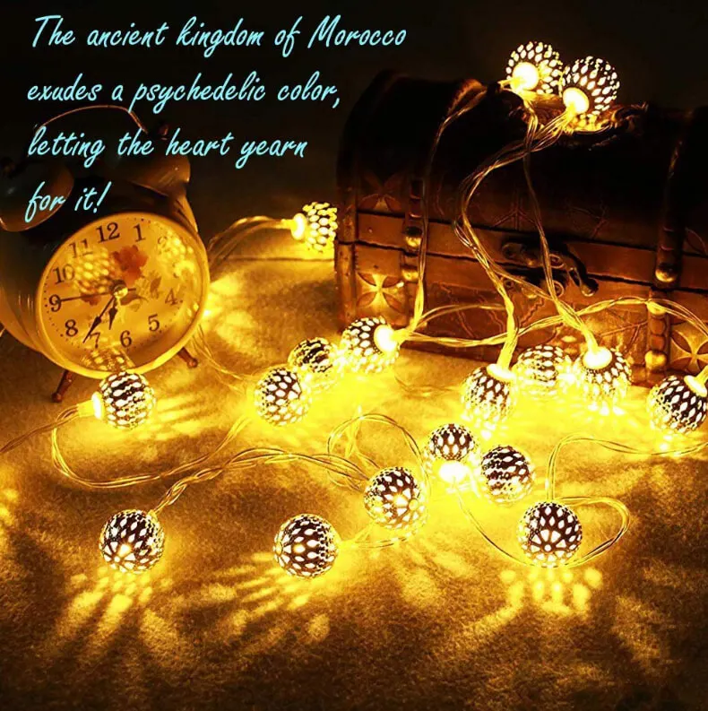 Сказочный светодиодный марокканский шар, серебряные декоративные огни, гирлянды с шариками, мерцающие Chanukah, праздничное освещение, вечерние украшения