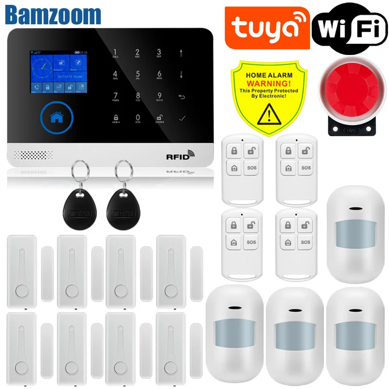 Tuya Wifi GSM Alarm System Wireless Detectors Alarm Smart Home APP Control English/Russian/Spanish/France/Italian ring alarm hub plus keypad Alarms & Sensors