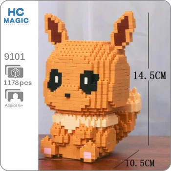 

HC 9101 Sit Eevee Pocket Animal 3D Model 1178pcs DIY Small Mini Diamond Blocks Bricks Building Toy for Children no Box