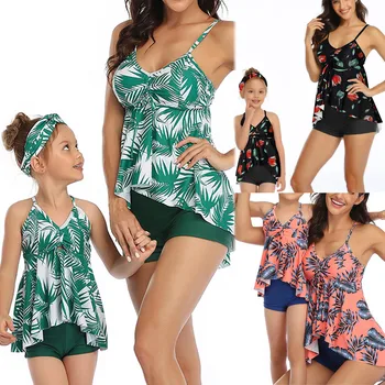 

Mother And Daughter Print Two Piece Swimsuit Matching Swimsuit Clothing Купальник Biquini Купальники