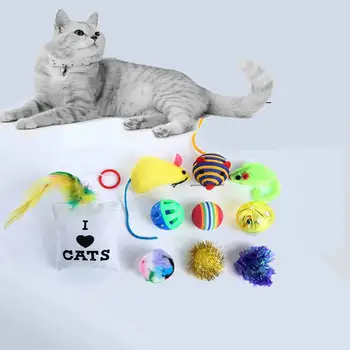 

10/14 Pcs Variety Small Mini Playing Mouse Toys Fun Pet Toys Gift for Cats Dogs Kitten Value