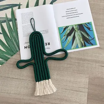 

Macrame Wall Hanging Home Decoration Accessories Cactus Charm Car Hand-woven Tapestry Wall Hanging Boho Decor