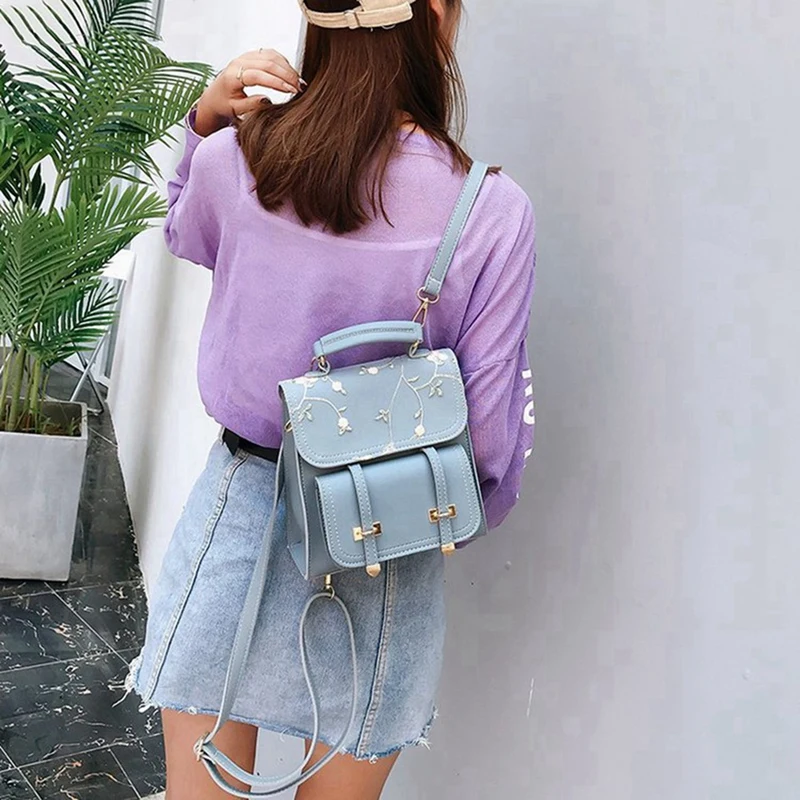 Small Flower Embroidery Backpack Student Backpack Casual Mini Girl Small Backpack