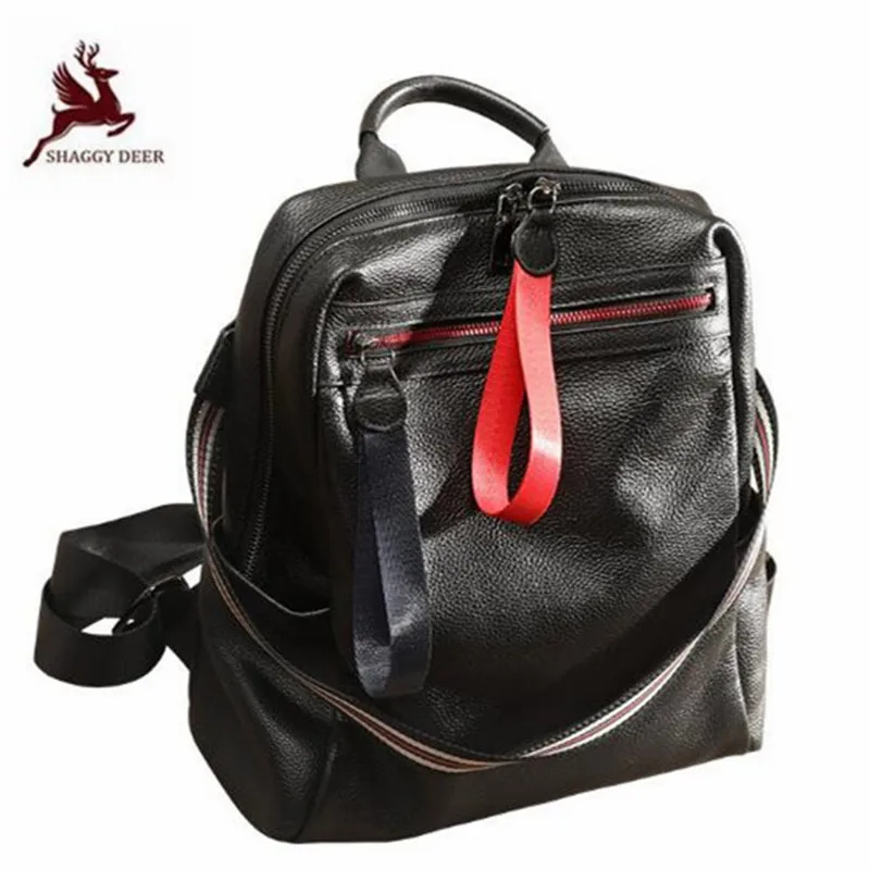 

High Quality Outdoor Travel Handmade Soft Female Black Backpacks Preppy Style Multi-function Bags