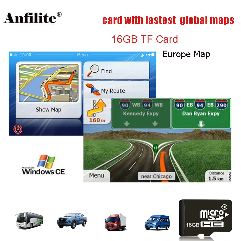 16 Гб микро SD карта Автомобильный gps навигатор для wince Автомобильный gps Европа/Россия/США/CA/Израиль, Германия, Австралия и т. д. Автомобильная gps карта