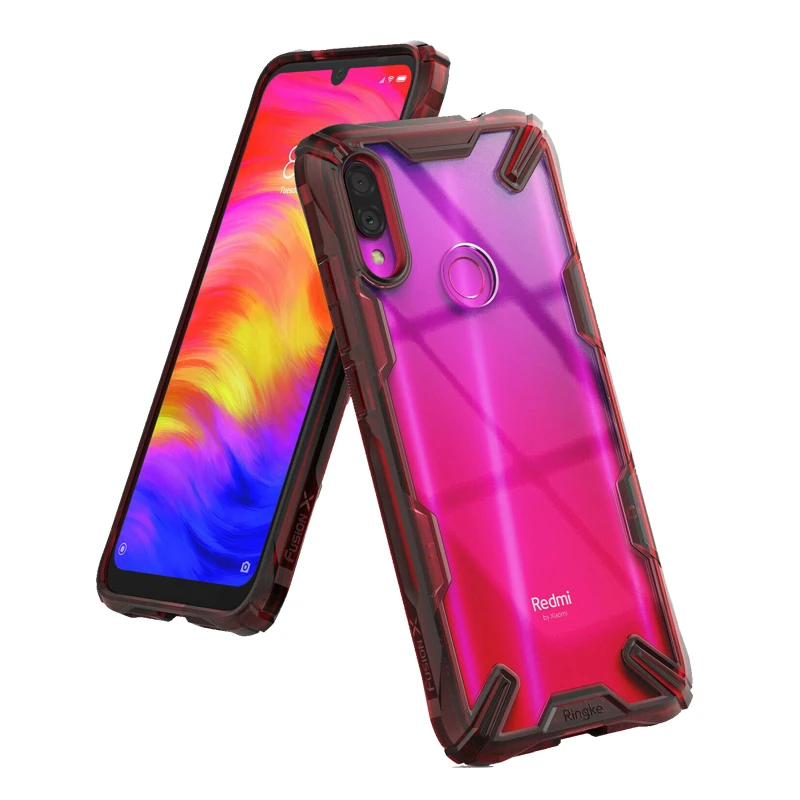 Ringke Fusion X для Xiaomi Redmi Note 7 Чехол прозрачный жесткий PC задняя мягкая TPU рамка чехол - Цвет: Red