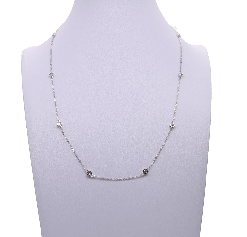 Женское колье чокер с бусинами из серебра и фианита длина 40 + 5 см|chain necklace|silver chain