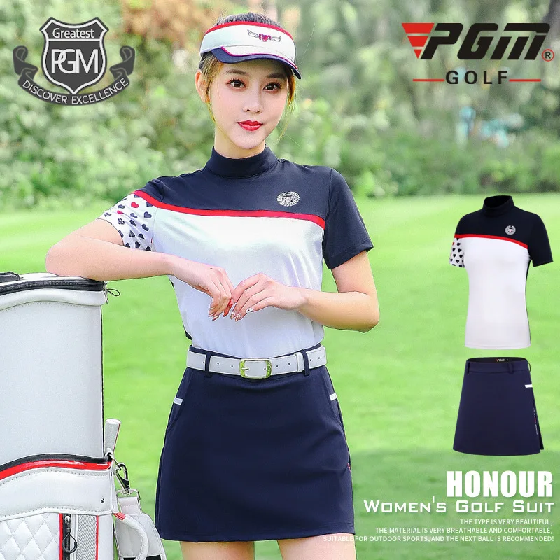 Pgm Golf Short A Line Skirt Suits Women Long Sleeved Shirts Slim Fit