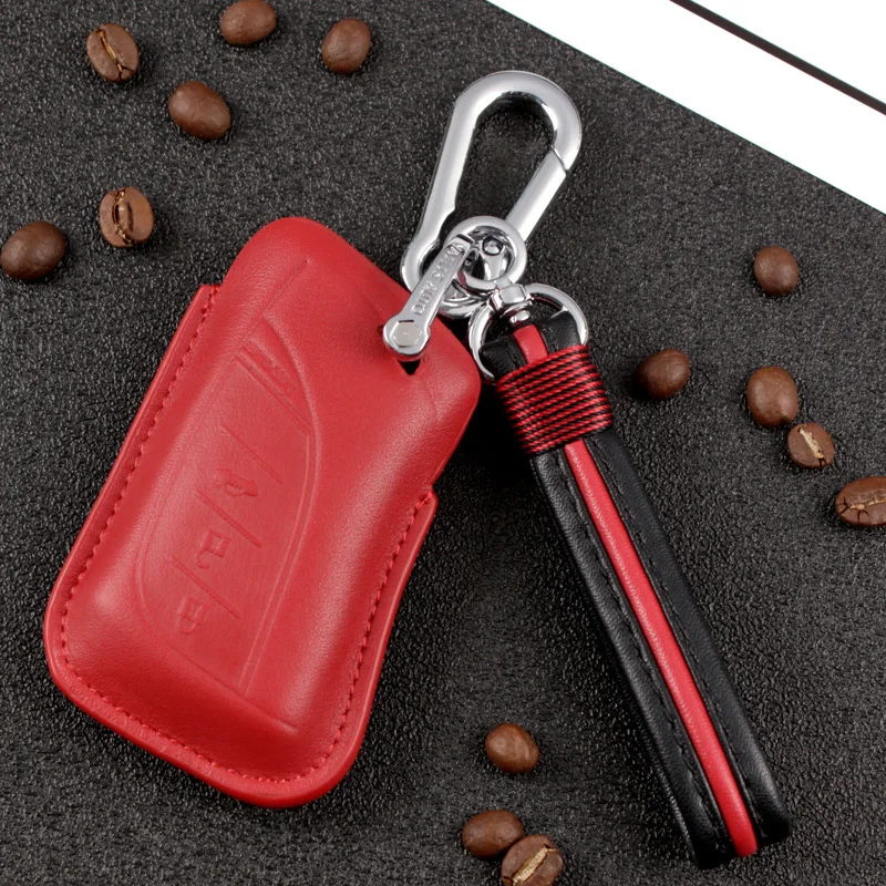 red set Кожаный чехол для автомобильного ключа для Lexus ES300h ES350 ES200 ES260 LS350 LS500h брелок для автомобиля - Название цвета: red set