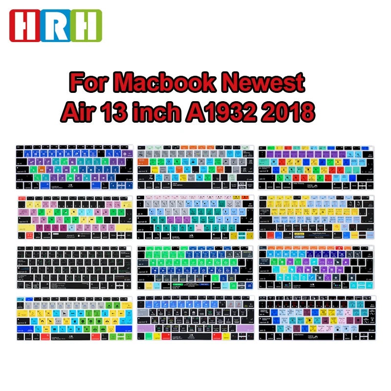 

HRH Shortcut Hotkey Silicone Laptop Keyboard Cover Skin for MacBook Newest Air 13" 2018 Release A1932 with Retina Display