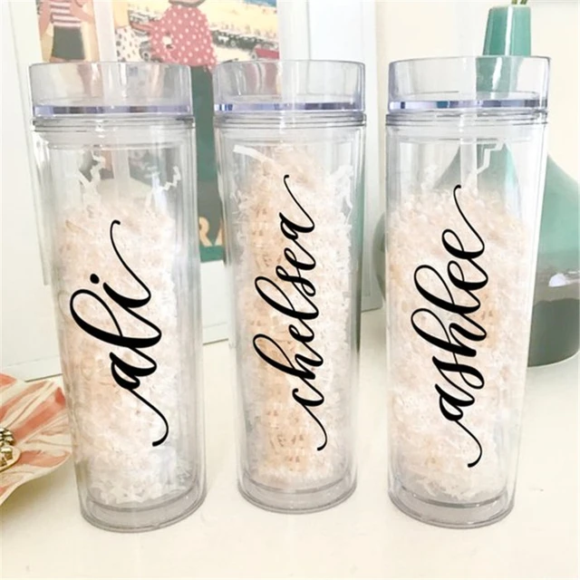 Personalized Plastic Tumblers  Clear Design, Lid & Straw, 20oz