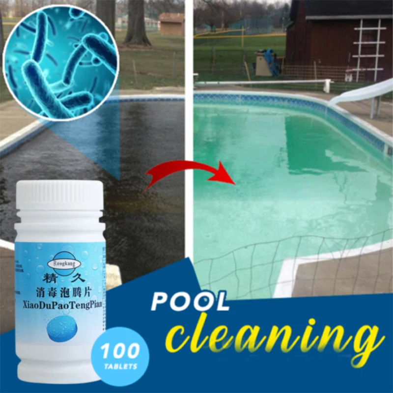 

1 Bottle Tablets Pool Cleaner Multipurpose Bathtub Cleaning Purifier Tablet 100G for Cleaning Home Bathroom Kitchen Accessories