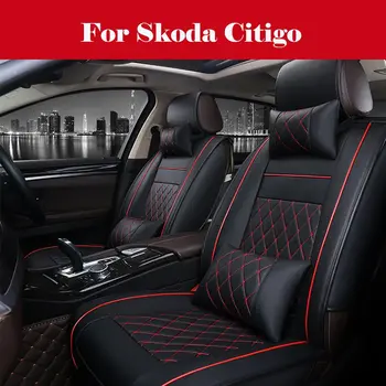 

5 Car Seat Covers Full Set with Waterproof Leather Universal for Sedan SUV Truck Seat cushion For Skoda Citigo