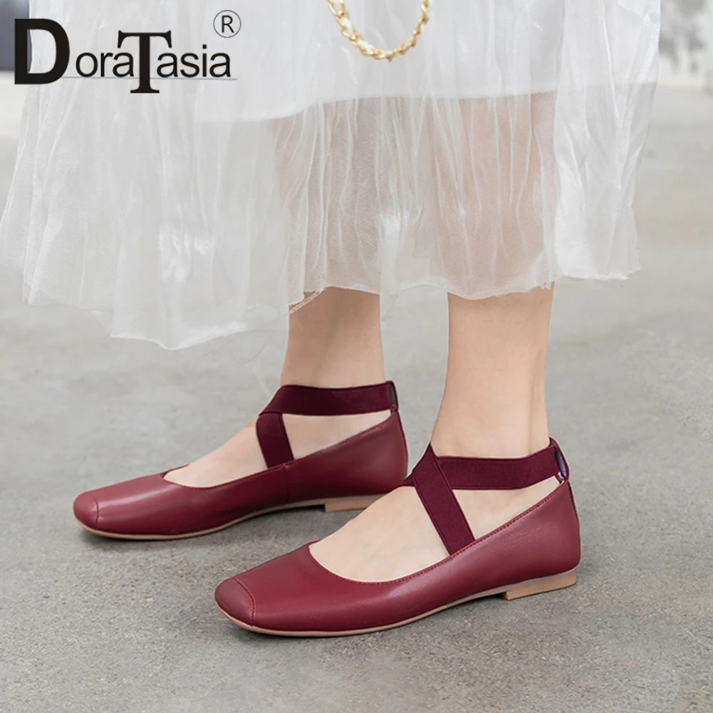 

DORATASIA Fashion Lady Elegant Ballet Flats Elastic Band Slip On Flats Women Low Heels Casual Spring Shoes Woman