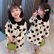 

Beige Children Spring Summer Dress Baby Girls Dresses Trendy Kids Long Sleeve Ruffle Special Occasion High Quality