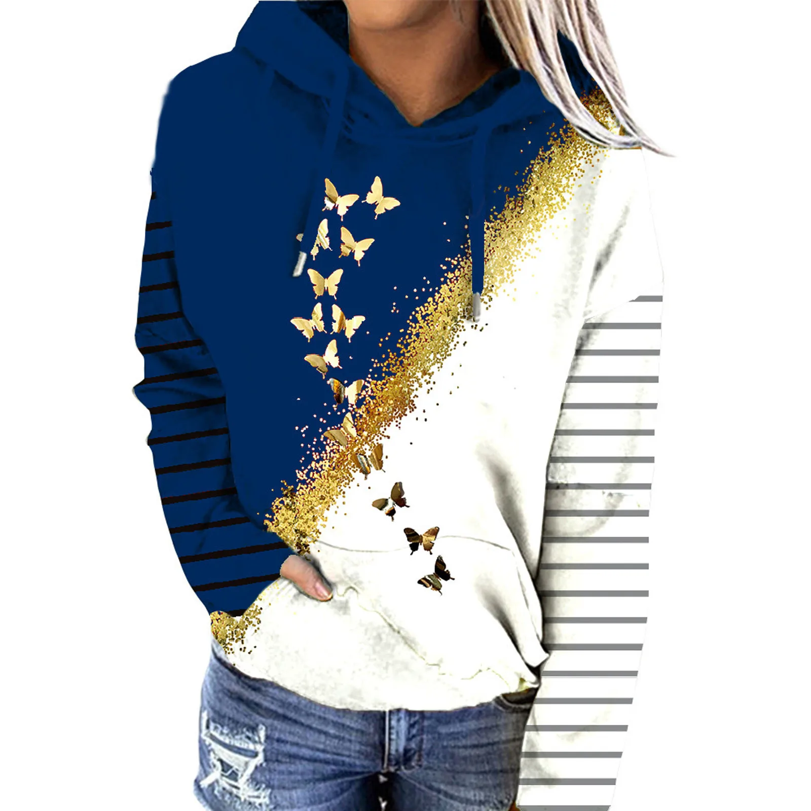 Oversized Hoodies For Women 2021 Autumn Patchwork Bows Pattern Sweatshirts With Pockets Pullovers Hoodies vestment femme