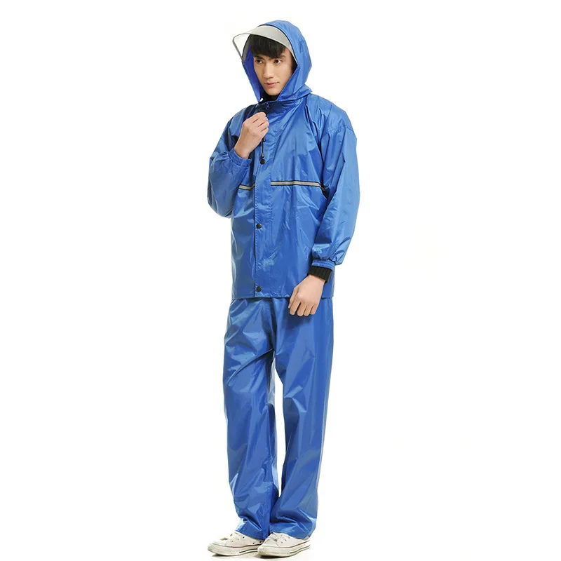 

Yl Blue Thickened Oxford Cloth Raincoat Suit Work Site Take-out Labor Safety Hiking Raincoat And Rain Pants Manufacturers Wholes