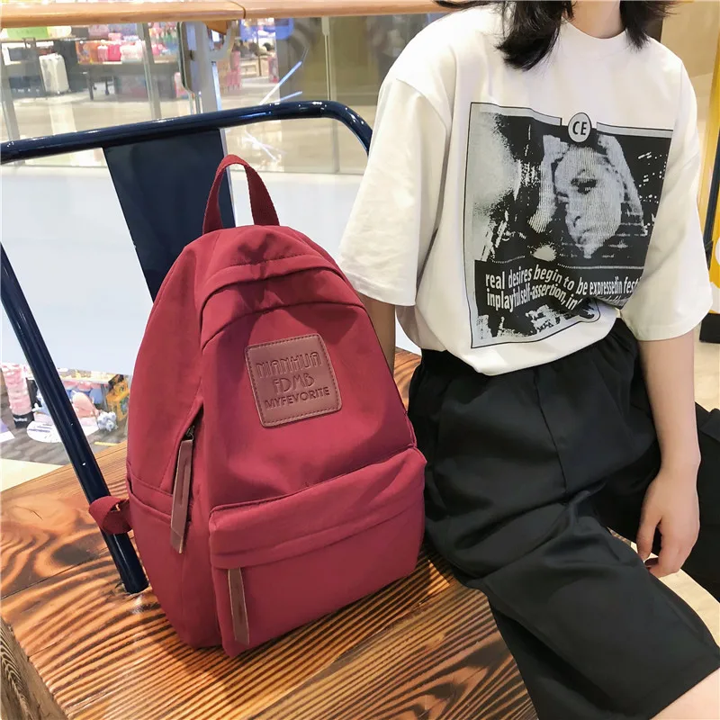 

2019 Women solid color Backpack New Shoulder Bag zipper School Bag For Teenage Girl Backpack Women Children Bagpack Backbag