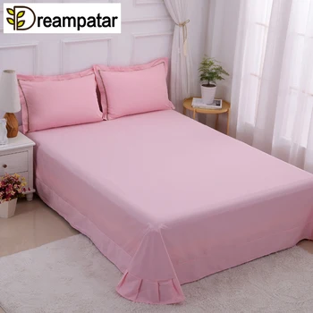 

Dreampatar Modern 100%Cotton Comfortable Home Lotus Lace Sheets Fashion Solid Color Single Double Bedding Soft Pillowcase ML356B
