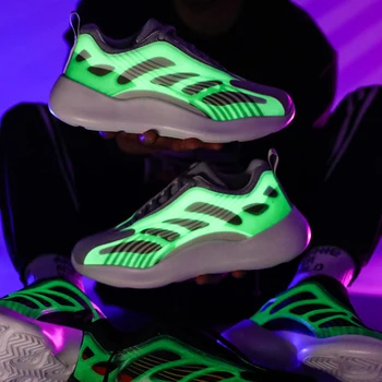 

Night Reflective Sneakers Men Hip Hop Streetwear Sneakers Man Fluorescent Breathable Mens Casual Shoes Light Running Flat Shoes