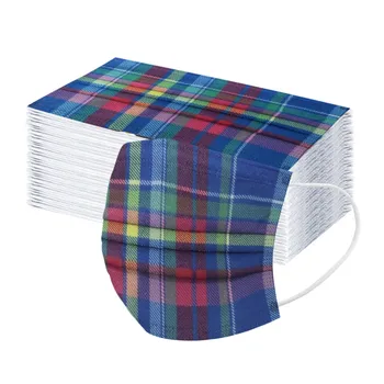 

100pcs Disposable Cowboy Printed Masks Unisex Lattice Pattern Masks Маска Masque Adults 3-layer Filter Protective Masks Mascaras