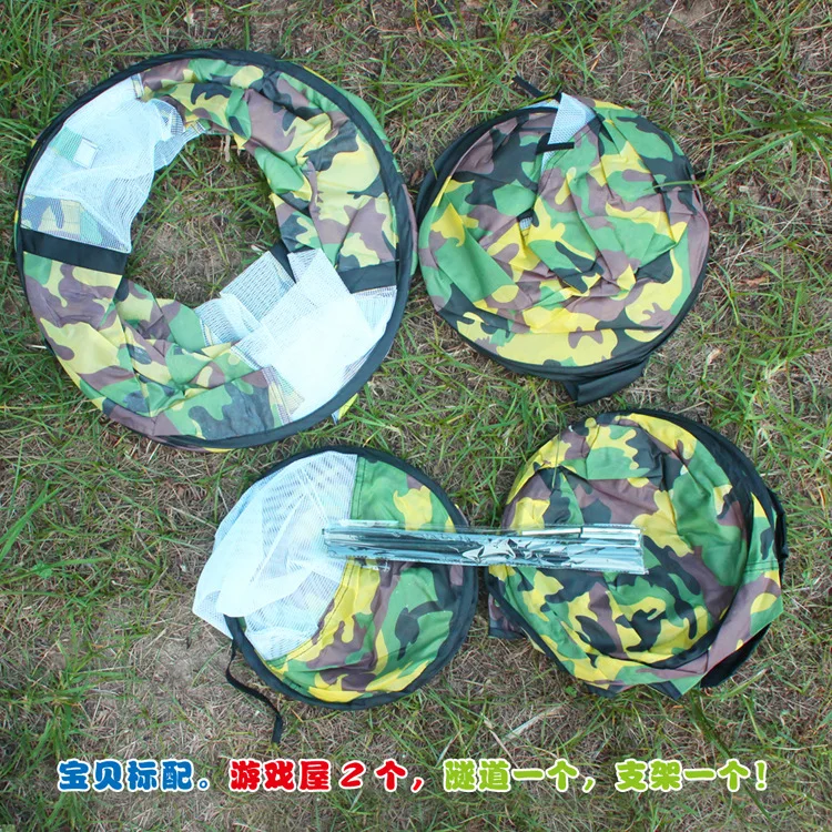 

Camouflage Outdoor Tent KID'S Tent Three-in-One Baby Tunnel Climb Game House Educational Sports Toy