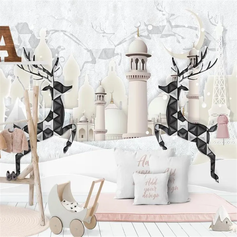 Large 3D Wallpaper Mural Custom Nordic Small Fresh Three-dimensional Relief Architecture Background Wallpaper Mural